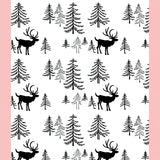 Reindeer Forest Scene Seasonal Floor Covering(Black)