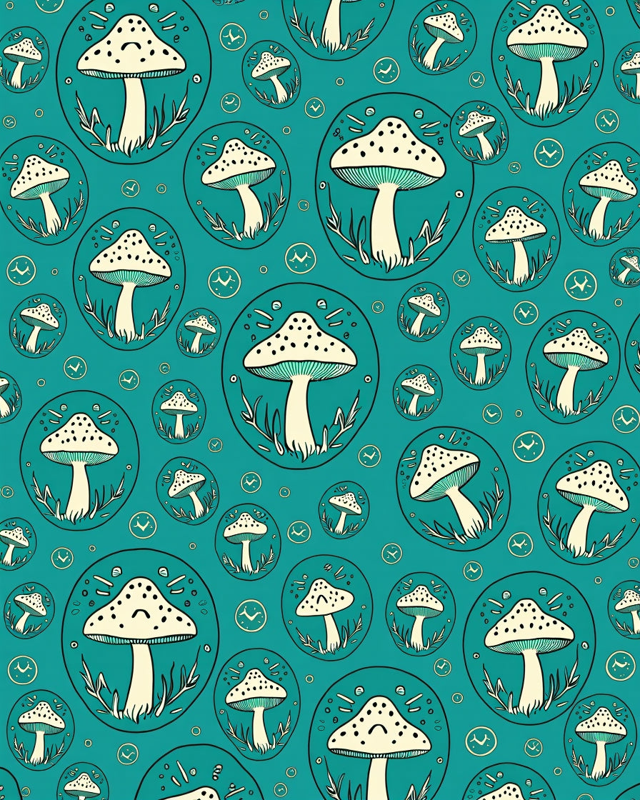 Enchanted Forest Mushroom Cluster with Fairy Ring Botanical (Beige) - ODIKA