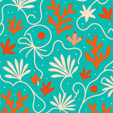 Ocean Wave Spiral Design with Coral Reef(Blue)