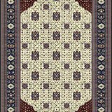 Intricate Geometric Area with Spotted Design and Floral Motifs(Beige)