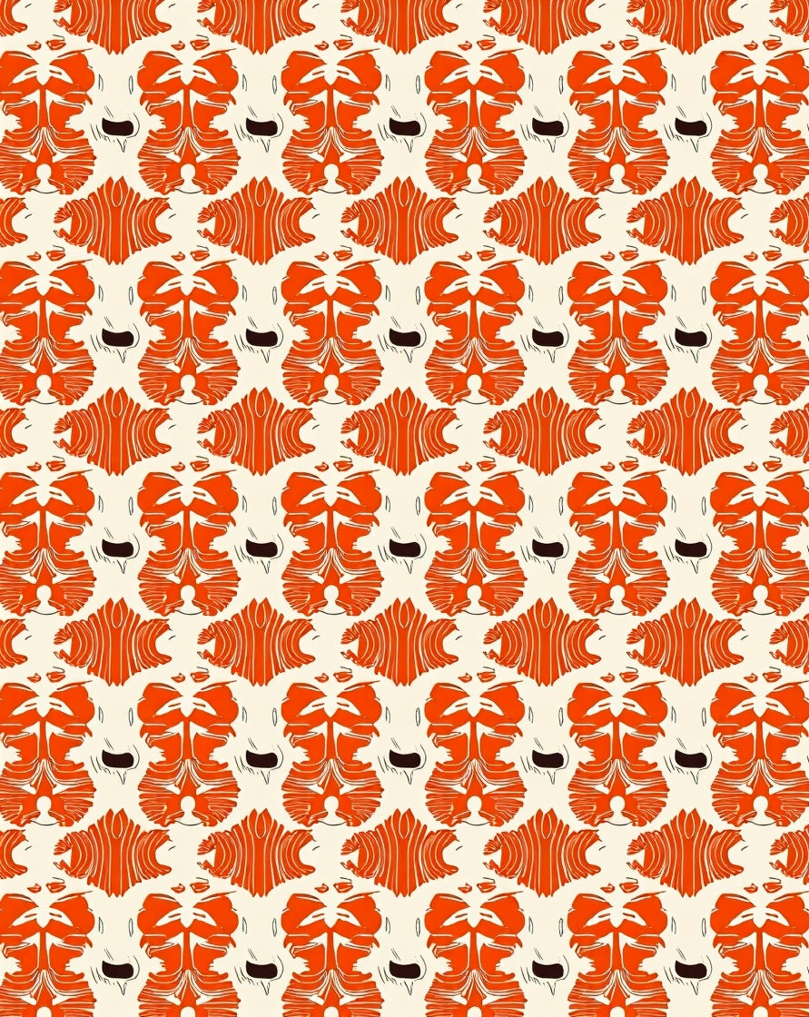 Boho Inspired Interlocking Petal Motif With Vintage Appeal (Orange) - ODIKA