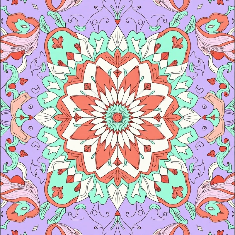 Intricate Boho Inspired with Layered Floral and Vine Motifs (Purple) - ODIKA