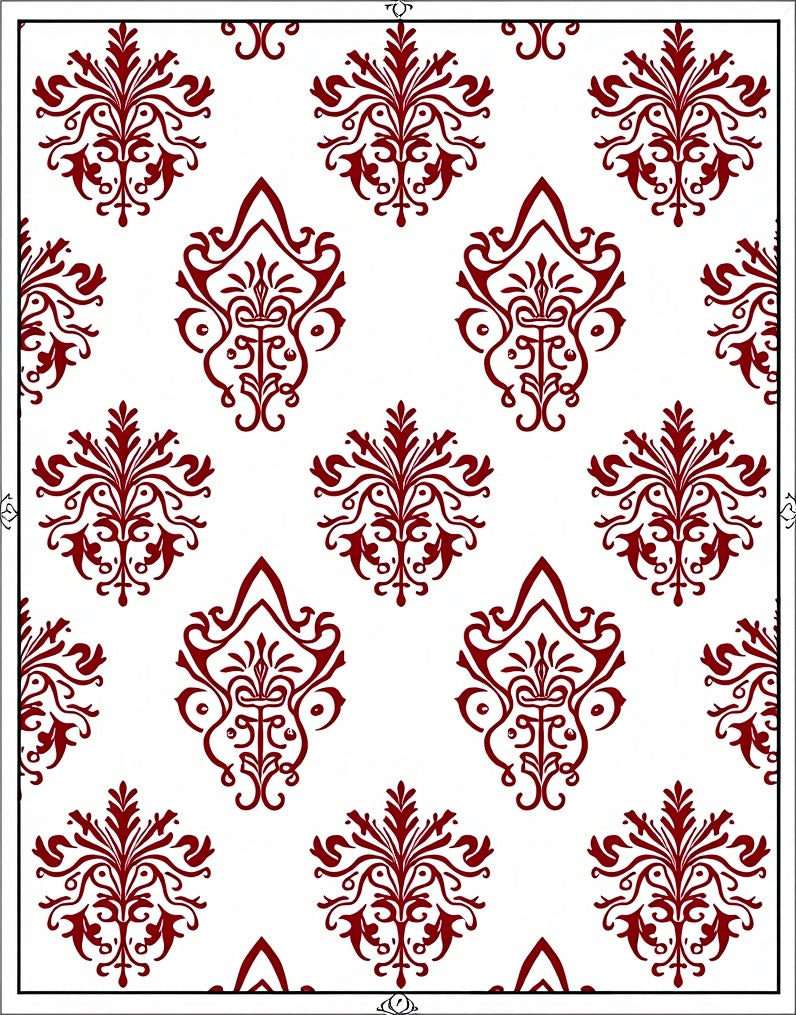 Damask with Heirloom Filigree Florals (White) - ODIKA