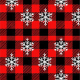 Winter Plaid with Nordic Snowflake Overlay(Red)