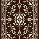 Elegant Baroque Scroll Damask Slip Resistant Path Corridor (Brown)