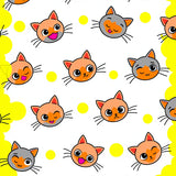 Adorable Cartoon Cat Face Design with Expressive Whisker Details(Orange)