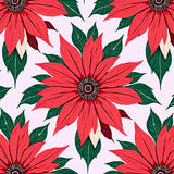Poinsettia Bloom Botanical Print Yuletide Textile Design(Red)