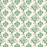 Damask Ornamental Scrollwork Floral Majesty(Green)