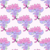 Modern Floral Interlocking Tapestry with Stylized Petal Arrangements(Pink)
