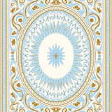 Botanical Medallion Scrollwork with Stylized Petals and Vines(Light Blue)