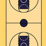 Basketball Court Beige Floor Navy Key Black Lines(Beige)