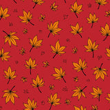 Autumn Leaves Falling Seasonal Motif Floor Covering(Red)