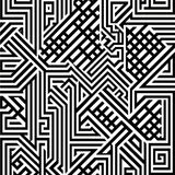 Monochrome Maze Lattice Abstract Modern Contemporary (Black)