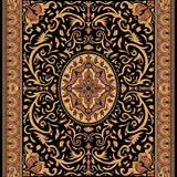 Autumn Paisley Damask with Ornate Botanical Scrollwork(Black)