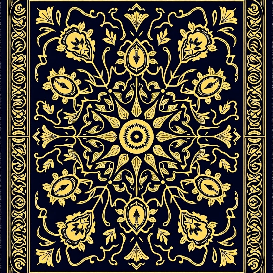 Vintage Tapestry with Ornate Fringe Detail (Black) - ODIKA