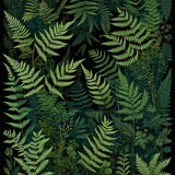 Black Woodland Floral Forest Fern Botanical(Green)