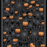 Abstract Spider Web and Pumpkin Motif Round with Gothic Charm(Orange)