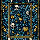 Dark Academia Floral Jungle with Skull Beetle and Snail Motifs (Black)