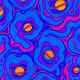 Celestial Planetscape with Meteor Streams and Cosmic Swirls (Blue)