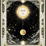 Arcane Sky Witchy Moon Sun Mystical Heavens Floor Covering(Black)