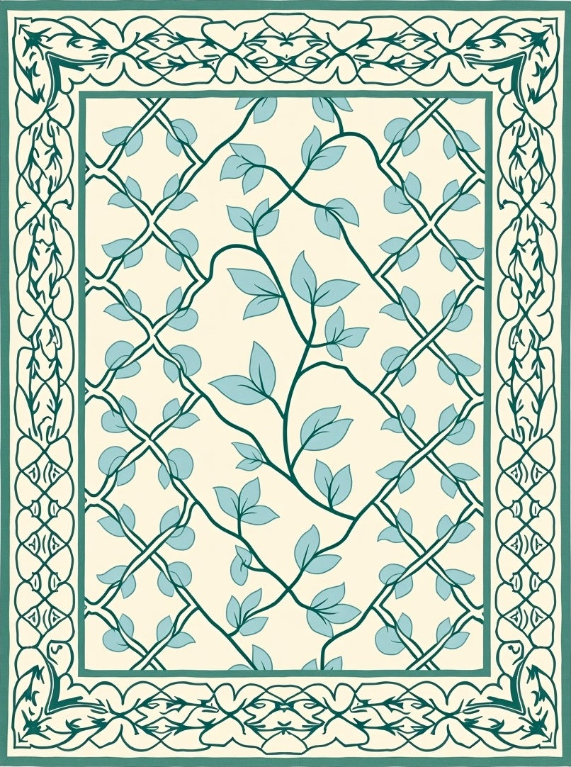 Cottage Chic Trellis Vine Lattice Botanical Garden (Ivory) - ODIKA