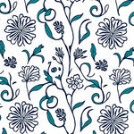 Boho Scrollwork Featuring Floral and Watercolor Wash (White) - ODIKA