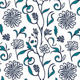 Boho Scrollwork Featuring Floral and Watercolor Wash (White) - ODIKA