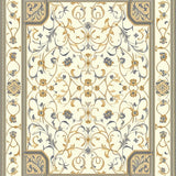 Elegant Artisan with Traditional Beige Scrollwork and Grey Accents(Beige)