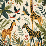 Adventurous Jungle Animal Print Ideal for Children Play Areas(Ivory)