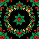 Holly Berry Wreath Traditional Seasonal Decoration Entrance(Black)