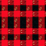 Buffalo Checkered Stripe Accent with Festive Pinecone Motifs(Red)