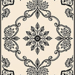 Classic Damask Inspired with Symmetrical Interlocking Flourishes (Beige) - ODIKA