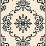 Classic Damask Inspired with Symmetrical Interlocking Flourishes (Beige) - ODIKA