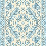 Tapestry Inspired Arabesque with Swirling Acanthus Leaves(Blue)