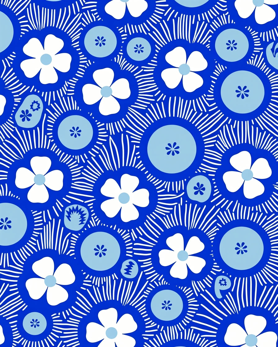 Exquisite Petal Cascade Symmetrical Hallway Embellishment (Blue) - ODIKA