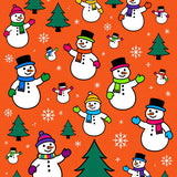 Jolly Snowman Family Scene Holiday with Pine Tree Accents(Orange)