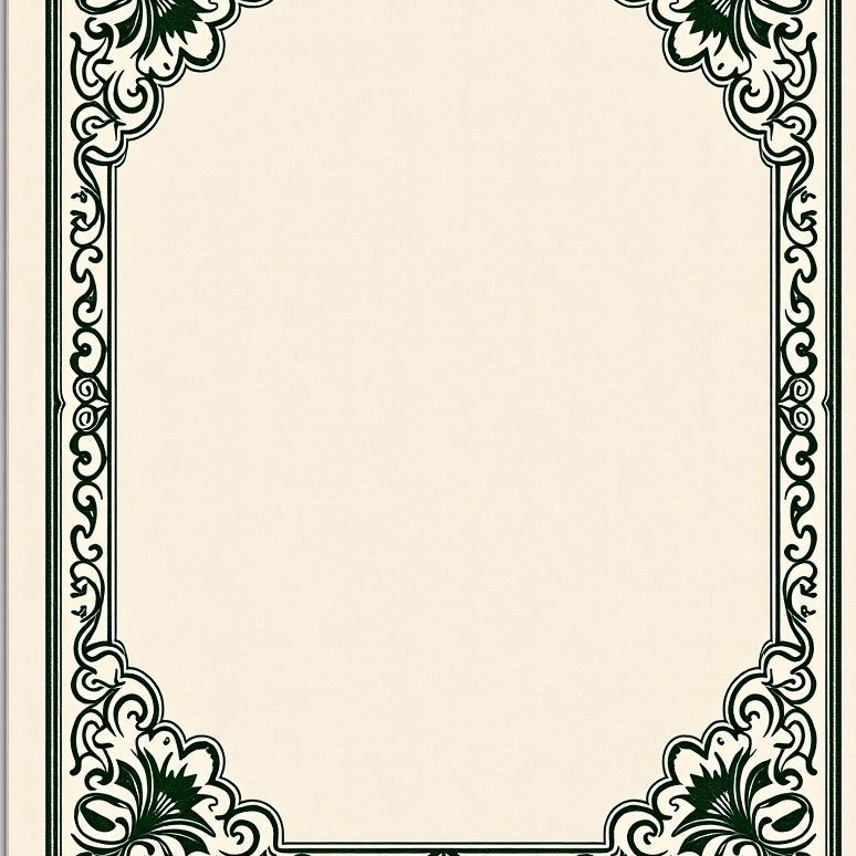 Vintage Damask Flourish Scrollwork Ornamental Design (Ivory) - ODIKA
