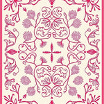 Botanical Vinework with Stylized Leaf and Petal Interlace (Pink) - ODIKA