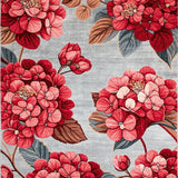 Botanical Hydrangea Bloom Area Rug with Crimson Floral Pattern for Patio(Gray)