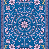 Enchanted Garden Floral Tapestry With Interwoven Botanical Motifs(Blue)