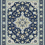 Indigo Hues Area Traditional Medallion Design Ivory Beige(Blue)