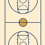 Basketball Court White Floor Blue Lines Brown Circle(Blue)