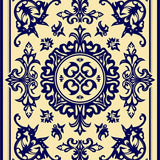 Victorian Damask Scrolled Large Accent Floor Covering (Beige)