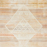 Vintage Inspired Distressed Area with Neutral Toned Geometric Accents(Beige)