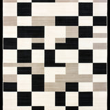 Geometric Block Patio Black & Beige Reversible(Beige)