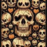 Spooky Heart Eyed Skull Tufted Rug Halloween Gothic Aesthetic(Black)