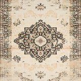Beige Area Brown Distressed Medallion Retro(Beige)