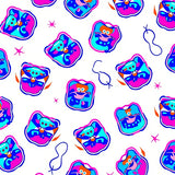 Quirky Holiday with Abstract Cat Motifs and Twinkling Lights(Pink)