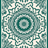 Elegant Medallion Symmetrical Floral (Green)