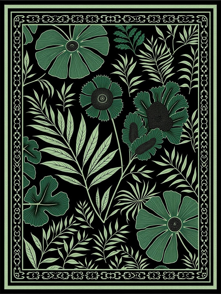 Tropical Midnight Jungle Exotic Flora Expedition (Black) - ODIKA